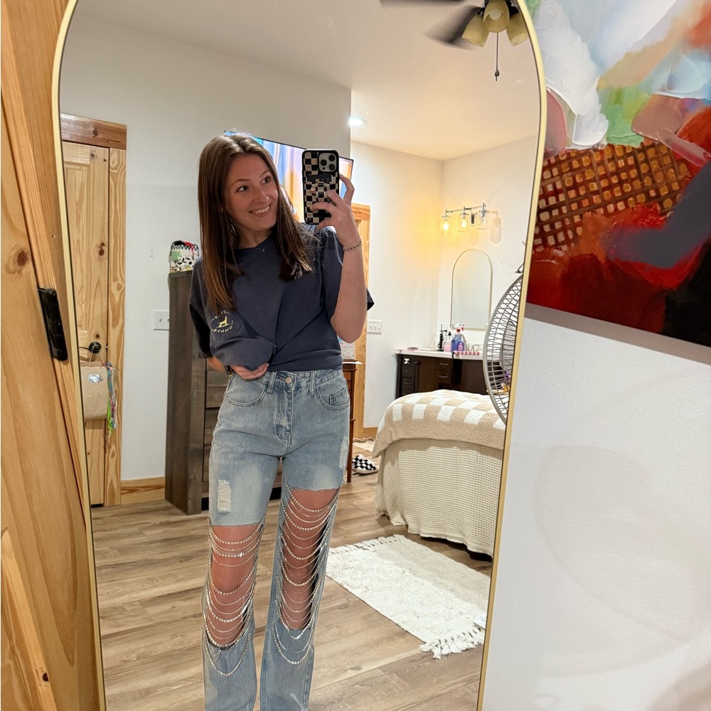 Distressed Blue Jeans